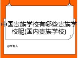中国贵族学校有哪些贵族学校呢(国内贵族学校)