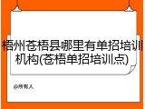 梧州苍梧县哪里有单招培训机构(苍梧单招培训点)