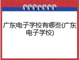 广东电子学校有哪些(广东电子学校)