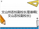 文山州农校副校长是谁啊(文山农校副校长)