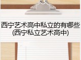西宁艺术高中私立的有哪些(西宁私立艺术高中)
