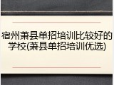 宿州萧县单招培训比较好的学校(萧县单招培训优选)