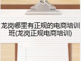 龙岗哪里有正规的电商培训班(龙岗正规电商培训)