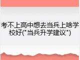 考不上高中想去当兵上啥学校好("当兵升学建议")