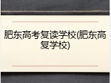 肥东高考复读学校(肥东高复学校)
