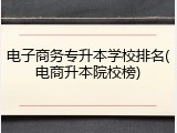 电子商务专升本学校排名(电商升本院校榜)