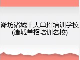 潍坊诸城十大单招培训学校(诸城单招培训名校)