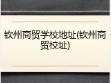 钦州商贸学校地址(钦州商贸校址)