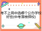 考不上高中选哪个公办学校好些(中考落榜择校)