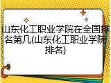 山东化工职业学院在全国排名第几(山东化工职业学院排名)