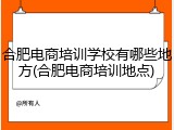 合肥电商培训学校有哪些地方(合肥电商培训地点)