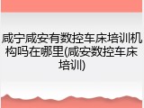 咸宁咸安有数控车床培训机构吗在哪里(咸安数控车床培训)