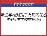 叛逆学校对孩子有用吗怎么办(叛逆学校有用吗)