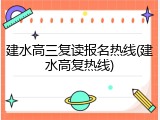 建水高三复读报名热线(建水高复热线)
