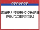 咸阳电力技校技校校长是谁(咸阳电力技校校长)