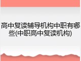 高中复读辅导机构中职有哪些(中职高中复读机构)