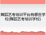 舞蹈艺考培训平台有哪些学校(舞蹈艺考培训学校)