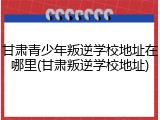 甘肃青少年叛逆学校地址在哪里(甘肃叛逆学校地址)