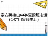 泰安英雄山中学复读班电话(英雄山复读电话)