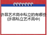 许昌艺术高中私立的有哪些(许昌私立艺术高中)