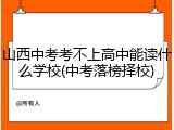 山西中考考不上高中能读什么学校(中考落榜择校)
