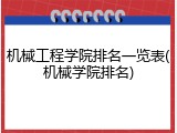 机械工程学院排名一览表(机械学院排名)