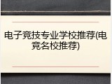 电子竞技专业学校推荐(电竞名校推荐)