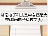 湖南电子科技是中专还是大专(湖南电子科技学历)