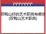 双鸭山好的艺术职高有哪些(双鸭山艺术职高)
