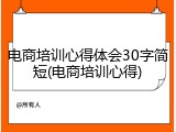 电商培训心得体会30字简短(电商培训心得)