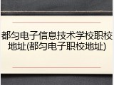 都匀电子信息技术学校职校地址(都匀电子职校地址)