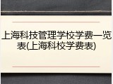 上海科技管理学校学费一览表(上海科校学费表)