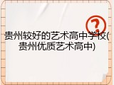 贵州较好的艺术高中学校(贵州优质艺术高中)