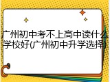广州初中考不上高中读什么学校好(广州初中升学选择)