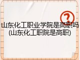 山东化工职业学院是高职吗(山东化工职院是高职)