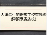 天津最牛的贵族学校有哪些(津顶级贵族校)