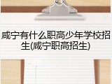 咸宁有什么职高少年学校招生(咸宁职高招生)