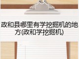 政和县哪里有学挖掘机的地方(政和学挖掘机)