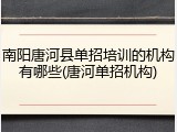南阳唐河县单招培训的机构有哪些(唐河单招机构)