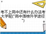 考不上高中还有什么办法考大学呢("高中落榜升学途径")