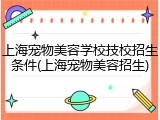 上海宠物美容学校技校招生条件(上海宠物美容招生)