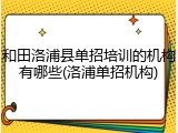 和田洛浦县单招培训的机构有哪些(洛浦单招机构)