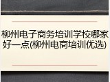 柳州电子商务培训学校哪家好一点(柳州电商培训优选)