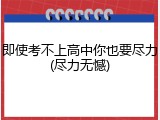 即使考不上高中你也要尽力(尽力无憾)