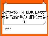 哈尔滨轻工业机电 职校是大专吗(哈轻机电职校大专？)