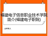 福建电子信息职业技术学院简介(福建电子职院)