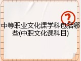 中等职业文化课学科包括哪些(中职文化课科目)