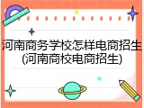 河南商务学校怎样电商招生(河南商校电商招生)