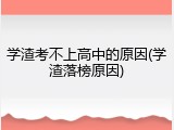 学渣考不上高中的原因(学渣落榜原因)
