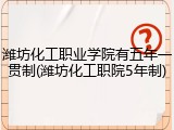潍坊化工职业学院有五年一贯制(潍坊化工职院5年制)